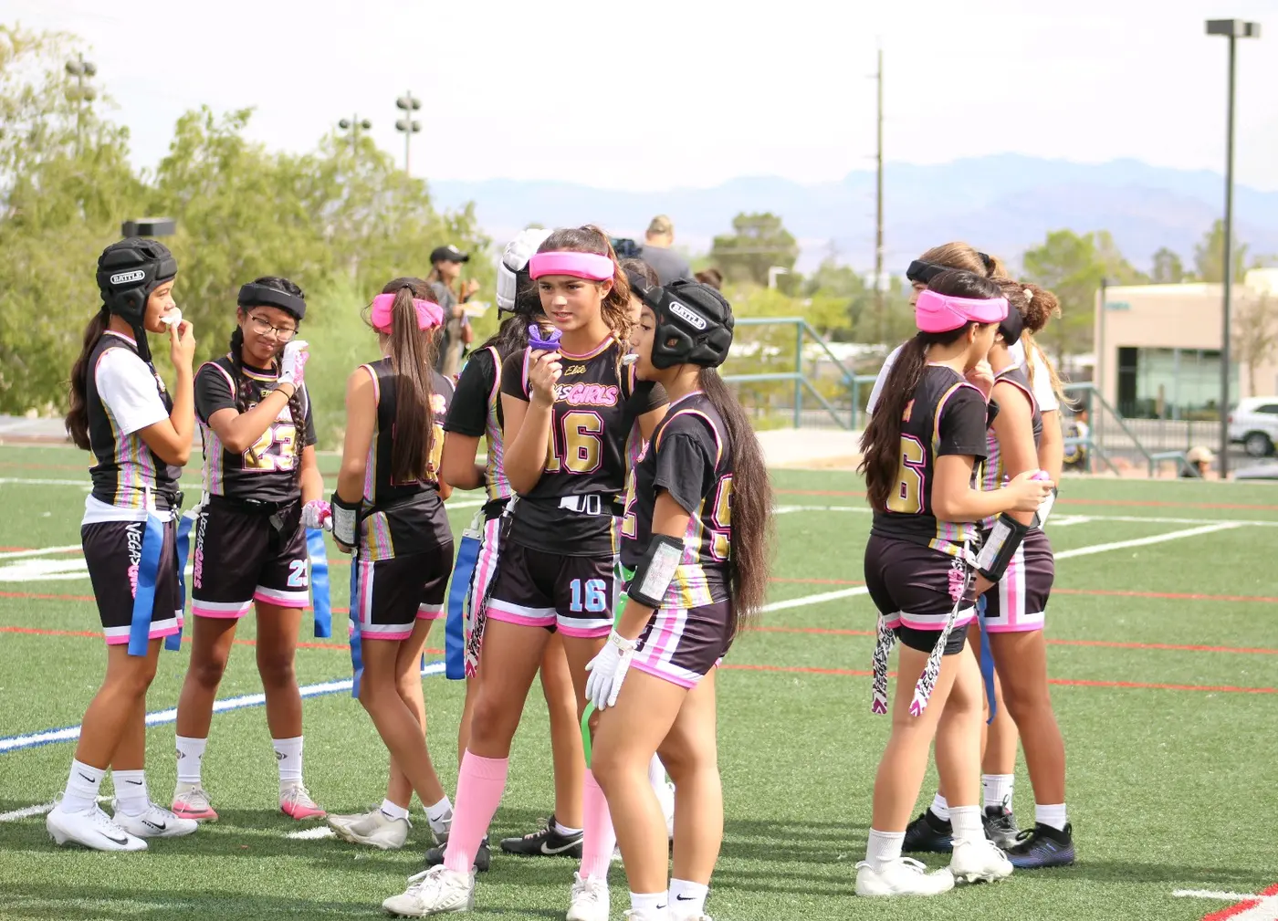 Vegas Girls team gathered before a game